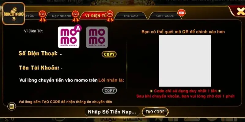 Nạp tiền qua ví điện tử